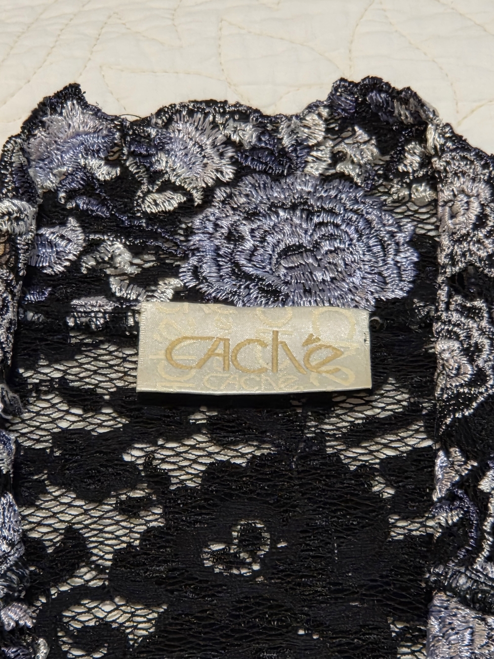 Black Lace Floral Embroidered Blouse - Picture 5 of 5